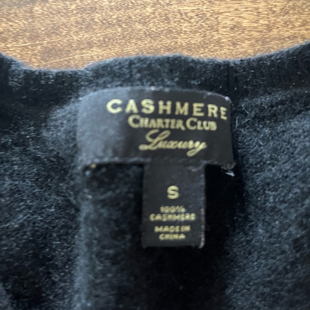 Charter Club cashmere Black V-Neck Sweater - Picture 2 of 5
